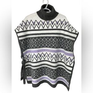Aerie fair isle jacquard cape winter sweater purple grey white XS / small